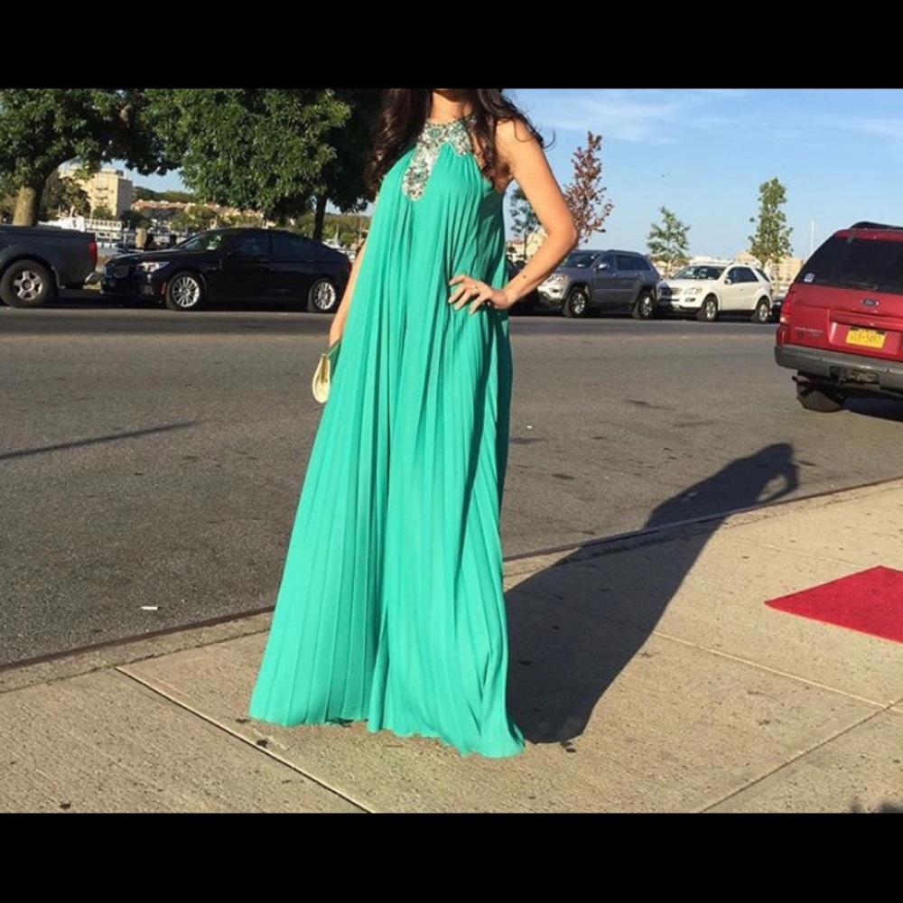 BCBG MaxAzria beaded neckline dress wedding guest/prom